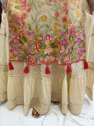 Ivory Tissue Indian One Piece - Preetibora