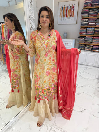 Ivory Tissue Indian One Piece - Preetibora