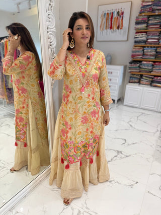 Ivory Tissue Indian One Piece - Preetibora