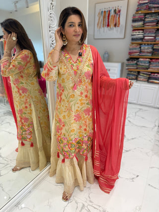 Ivory Tissue Indian One Piece - Preetibora