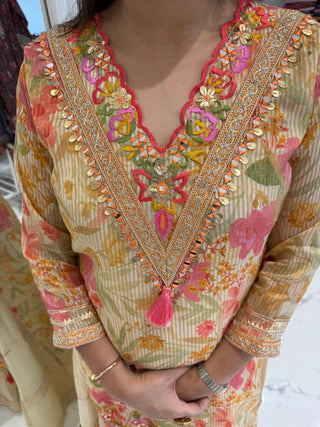 Ivory Tissue Indian One Piece - Preetibora
