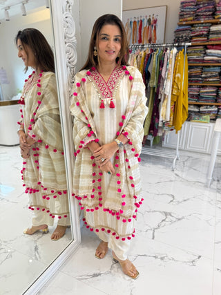 Ivory Tissue Suit Set - Preetibora