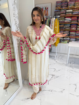 Ivory Tissue Suit Set - Preetibora
