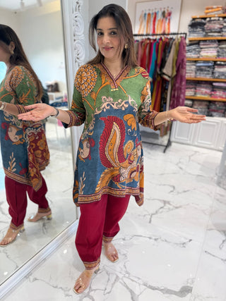 Kalamkari Peacock Coord Set-2 - Preetibora
