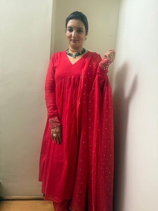 Laal Rang Anarkali Set - Preetibora