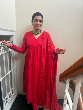Laal Rang Anarkali Set - Preetibora