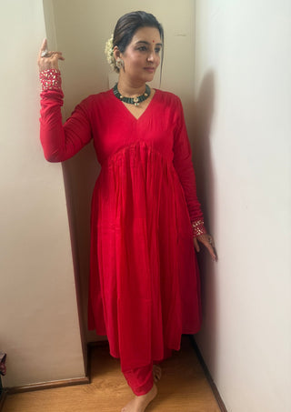 Laal Rang Anarkali Set - Preetibora