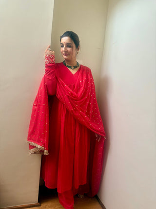 Laal Rang Anarkali Set - Preetibora