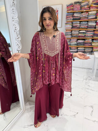 Maroon Suhana kaftan Set - Preetibora