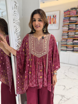 Maroon Suhana kaftan Set - Preetibora