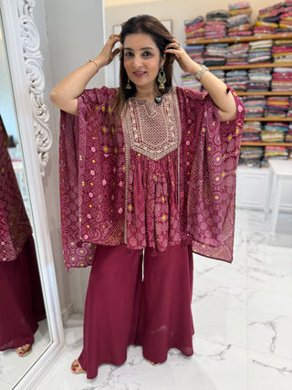 Maroon Suhana kaftan Set - Preetibora