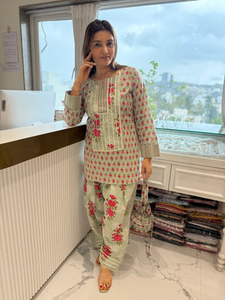 Mint Charm Farshi Coord Set - Preetibora