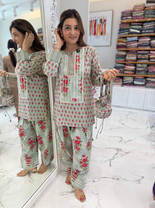 Mint Charm Farshi Coord Set - Preetibora