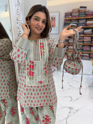 Mint Charm Farshi Coord Set - Preetibora