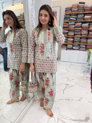 Mint Charm Farshi Coord Set - Preetibora