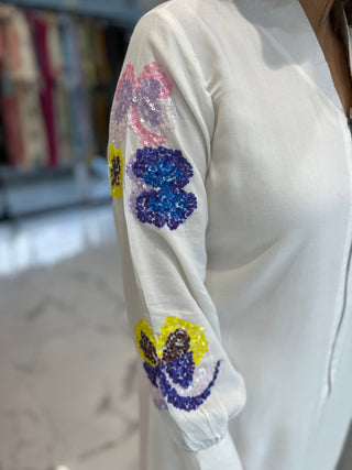 Moon White Sequin Coord Set - Preetibora