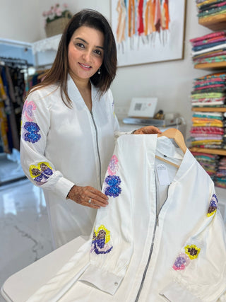 Moon White Sequin Coord Set - Preetibora