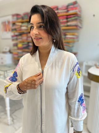 Moon White Sequin Coord Set - Preetibora