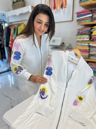 Moon White Sequin Coord Set - Preetibora