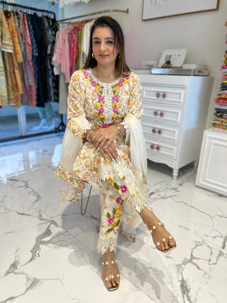 Moti Yellow Parsi Suit Set - Preetibora