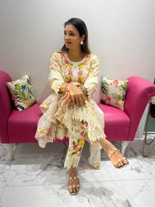 Moti Yellow Parsi Suit Set - Preetibora
