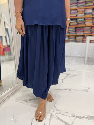 Navy Cowl Jacket Set - Preetibora