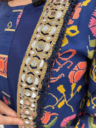 Navy Cowl Jacket Set - Preetibora