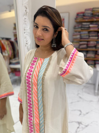 Neon White Dhoti Coord Set - Preetibora