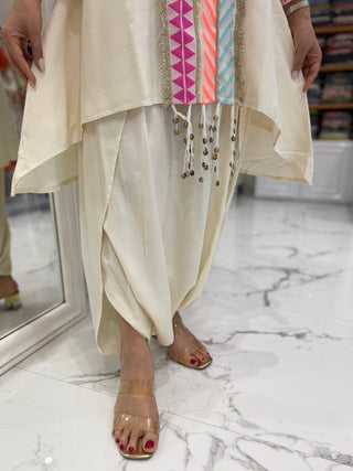 Neon White Dhoti Coord Set - Preetibora