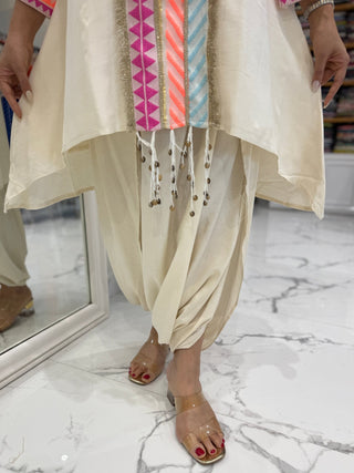 Neon White Dhoti Coord Set - Preetibora