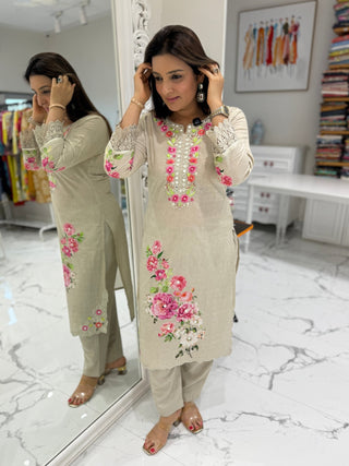 Parsi Bloom Cotton Suit Set - Preetibora