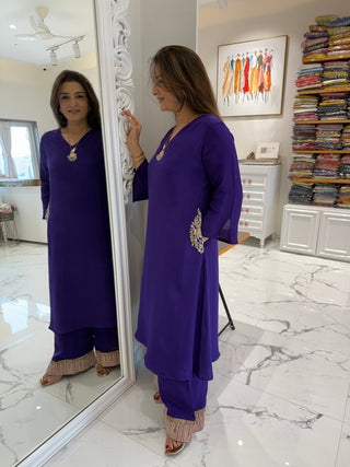Purple Luxury Slash Pocket Coord Set - Preetibora