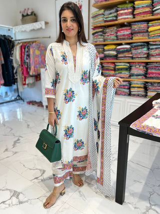 Rosy Off White Lace Palazzo Set - Preetibora