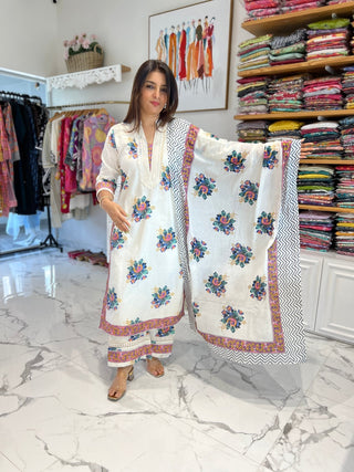 Rosy Off White Lace Palazzo Set - Preetibora