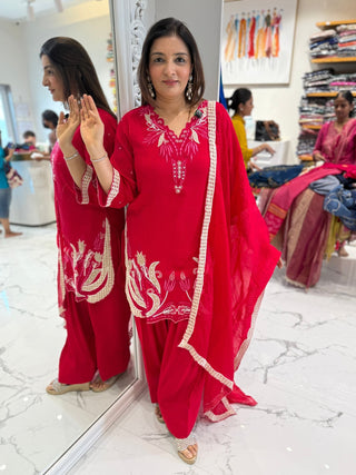 Ruby Petal Farshi Set - Preetibora