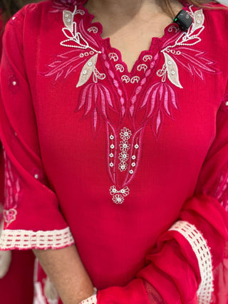 Ruby Petal Farshi Set - Preetibora