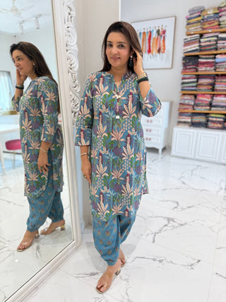 Shell Printed Afghani Coord Set - Preetibora