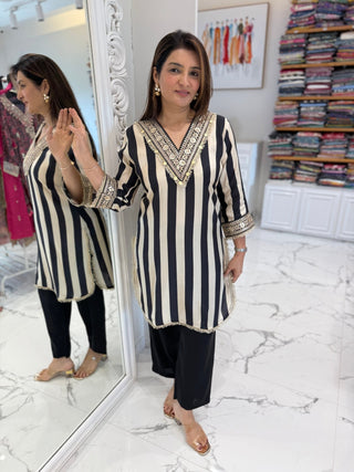 Striped Zari Work Coord Set - Preetibora