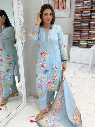 Summer Blossom Cotton Suit Set - Preetibora