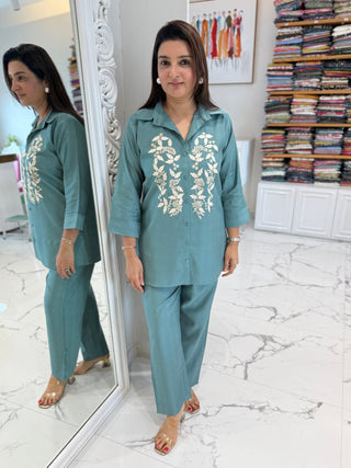 Teal Pearl Coord Set - Preetibora