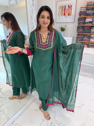 Veda Mul Chanderi Set - Preetibora
