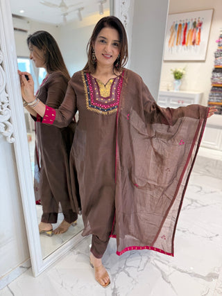 Veda Mul Chanderi Set - Preetibora