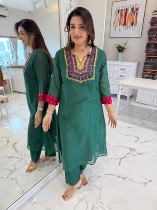Veda Mul Chanderi Set - Preetibora