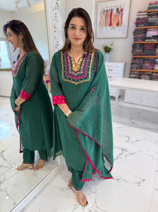 Veda Mul Chanderi Set - Preetibora
