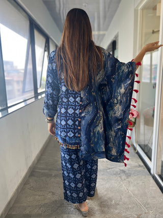 Denim Coin Kaftan Coord Set. - Preetibora