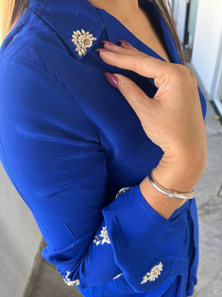 Dhoti Skirt Top in Royal Blue - Preetibora