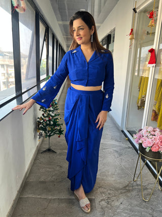 Dhoti Skirt Top in Royal Blue - Preetibora