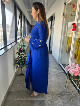 Dhoti Skirt Top in Royal Blue - Preetibora