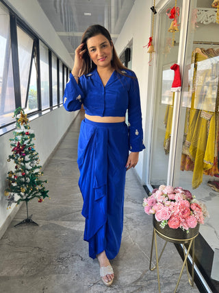 Dhoti Skirt Top in Royal Blue - Preetibora