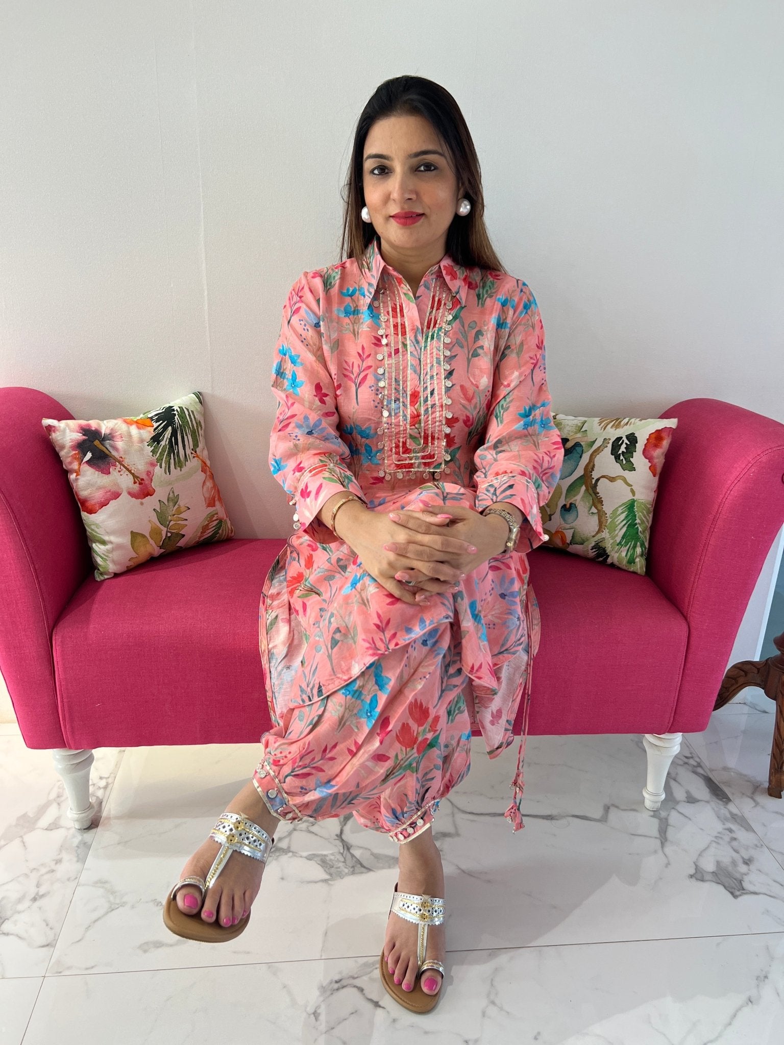 Digital Floral Print Pathani Suit – Preetibora